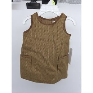 Ralph Lauren Tweed herringbone Sleeveless Jumper Dress 6 Months Nwt Leather Trim